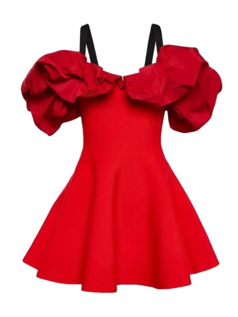 Alexander McQueen ❤️‍🔥 Red Ruffle-Shoulder Mini Dress